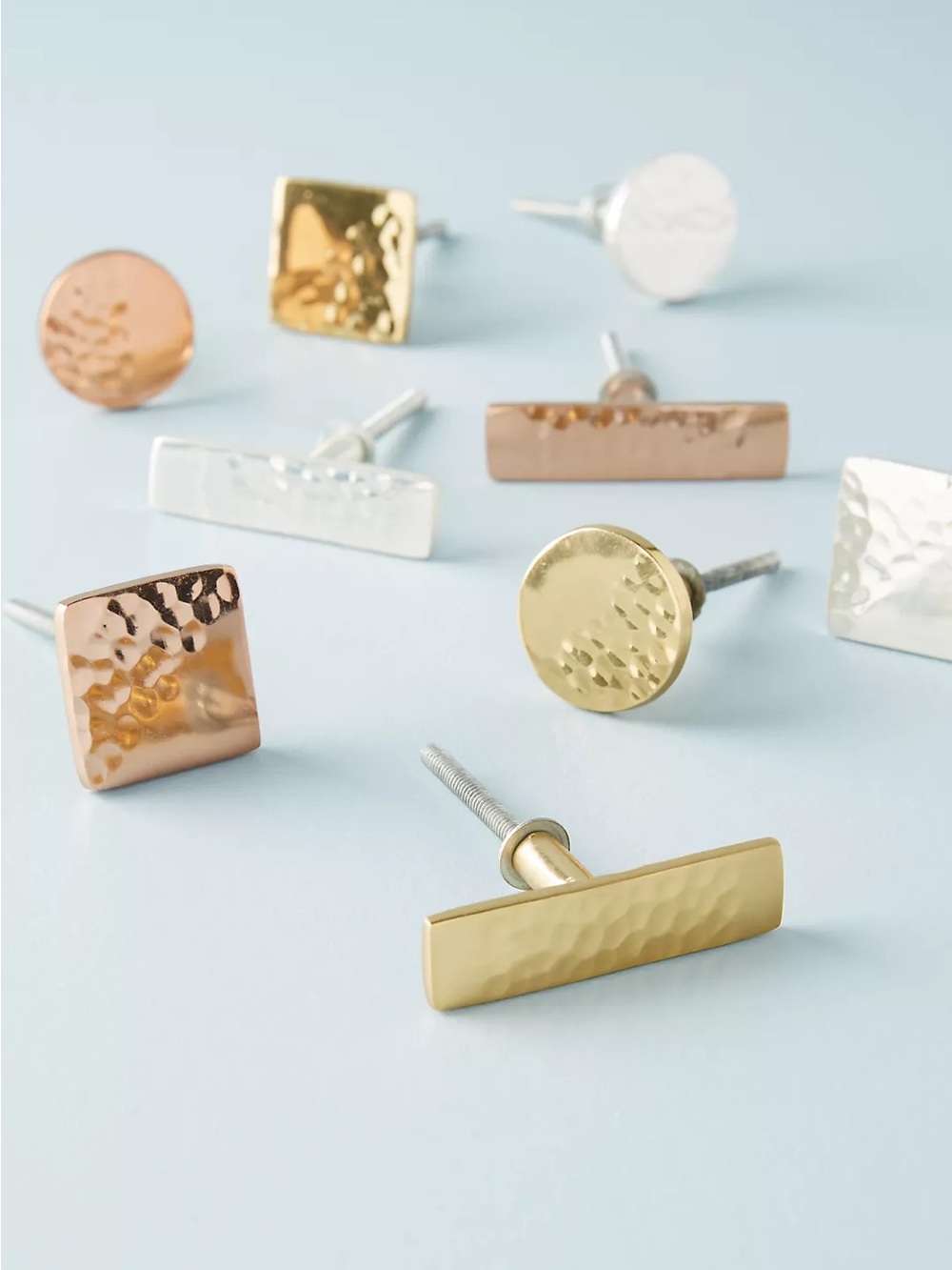 Anthropologie Set of 4 Hammered Metal Rose Gold Cabinet Drawer Pulls Hardware